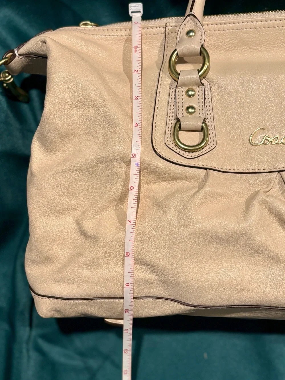 Coach Cream Leather Satchel with Gold Hardware